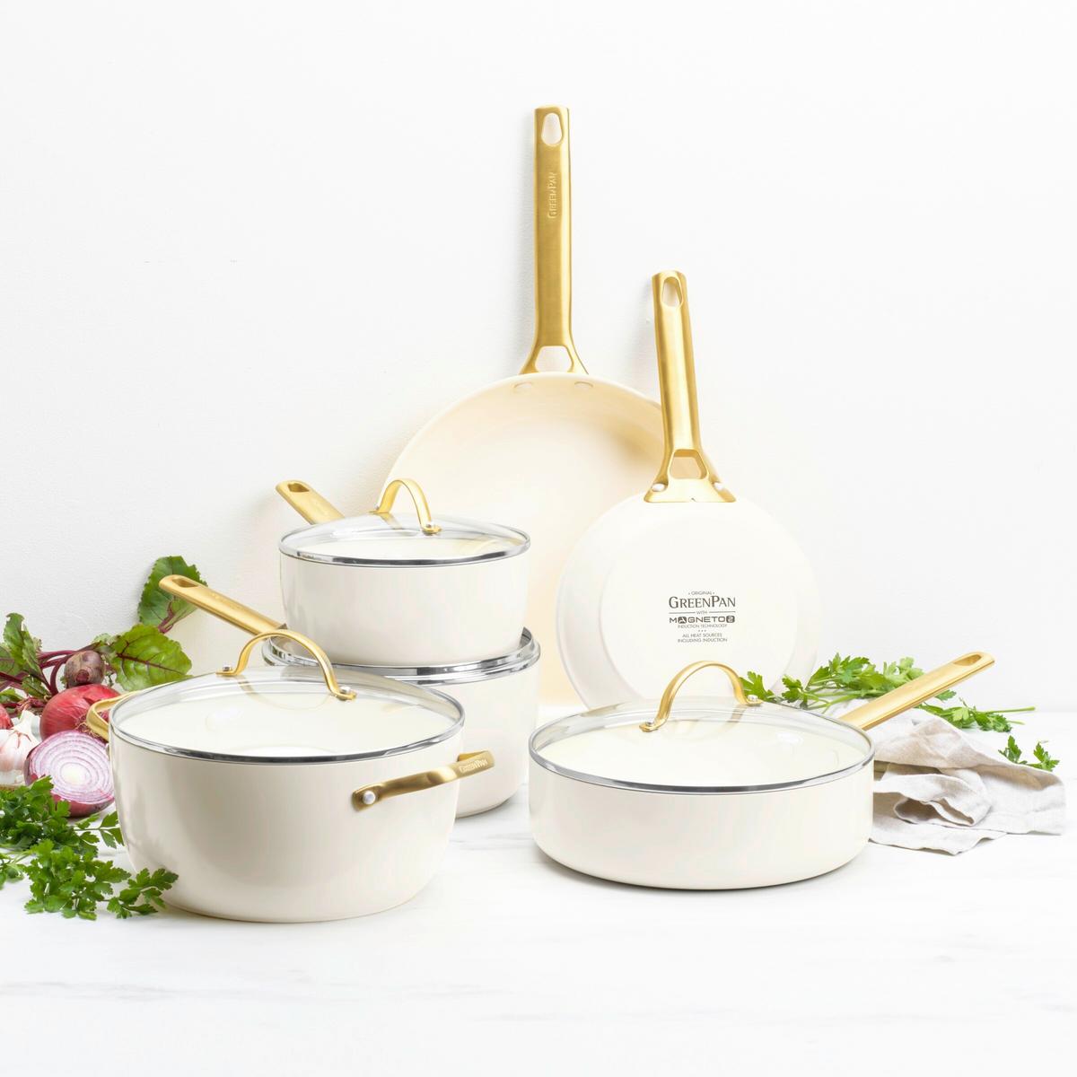 Kochtopfset 6-Teilig. creme/Gold - Goldfarben/Creme, Basics, Glas/Metall - GreenPan