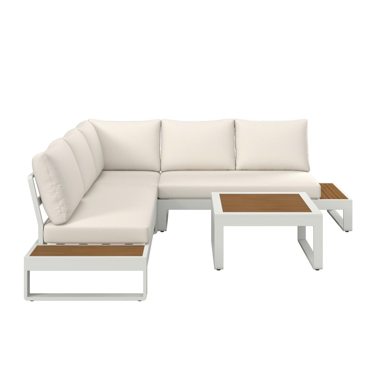 TERASOVÁ SEDACÍ SOUPRAVA MARIJANA - barvy teak/krémová, Moderní, kov/textil (235/68/73cm) - Bessagi Garden