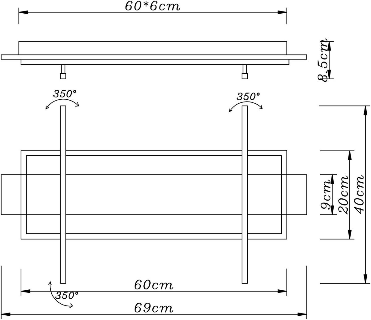 LED-Deckenleuchte 67296d1 - Dunkelbraun/Messingfarben, Design, Holzwerkstoff/Kunststoff (81,5/40,5/9cm) - Globo