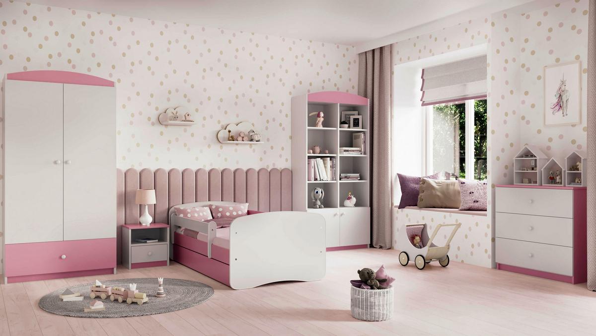 Kinder-/Juniorbett Babydreams Inkl. Matratze 80x160 - Pink/Birkefarben, MODERN, Holz/Holzwerkstoff (80/160cm) - MID.YOU