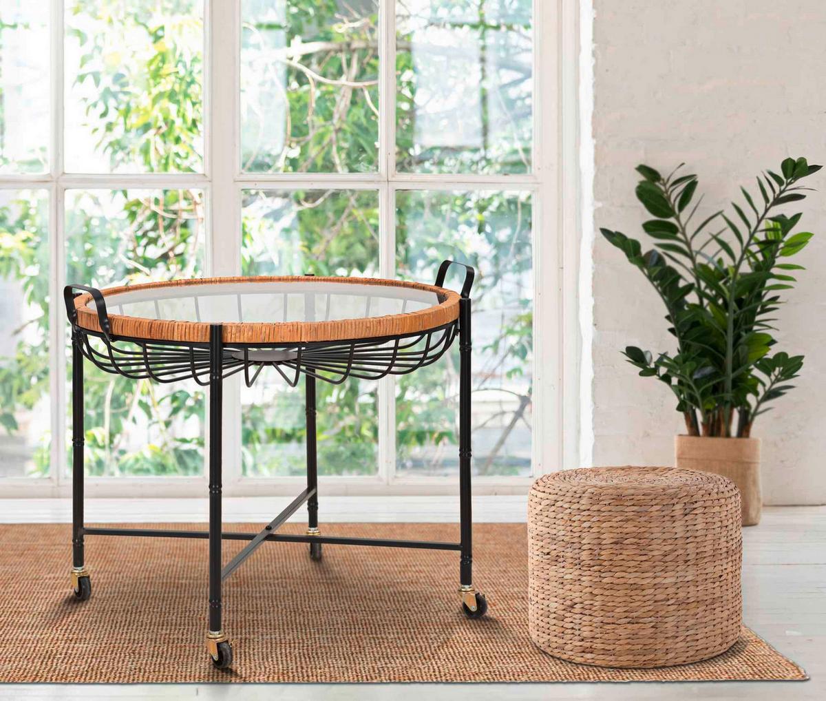 Couchtisch Cebu With Glass Schwarz, Naturfarben B: 70,5cm - Schwarz/Naturfarben, Basics, Glas/Holz (70,5/57/65cm)