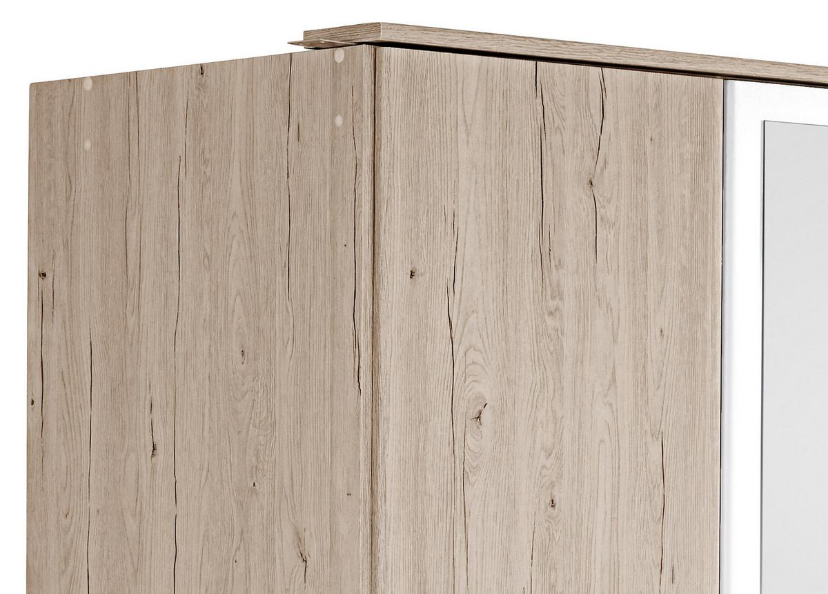 Šatníková skriňa CARIBA 135cm - biela/farba duba, Design, kompozitné drevo/plast (135/199/58cm) - MID.YOU