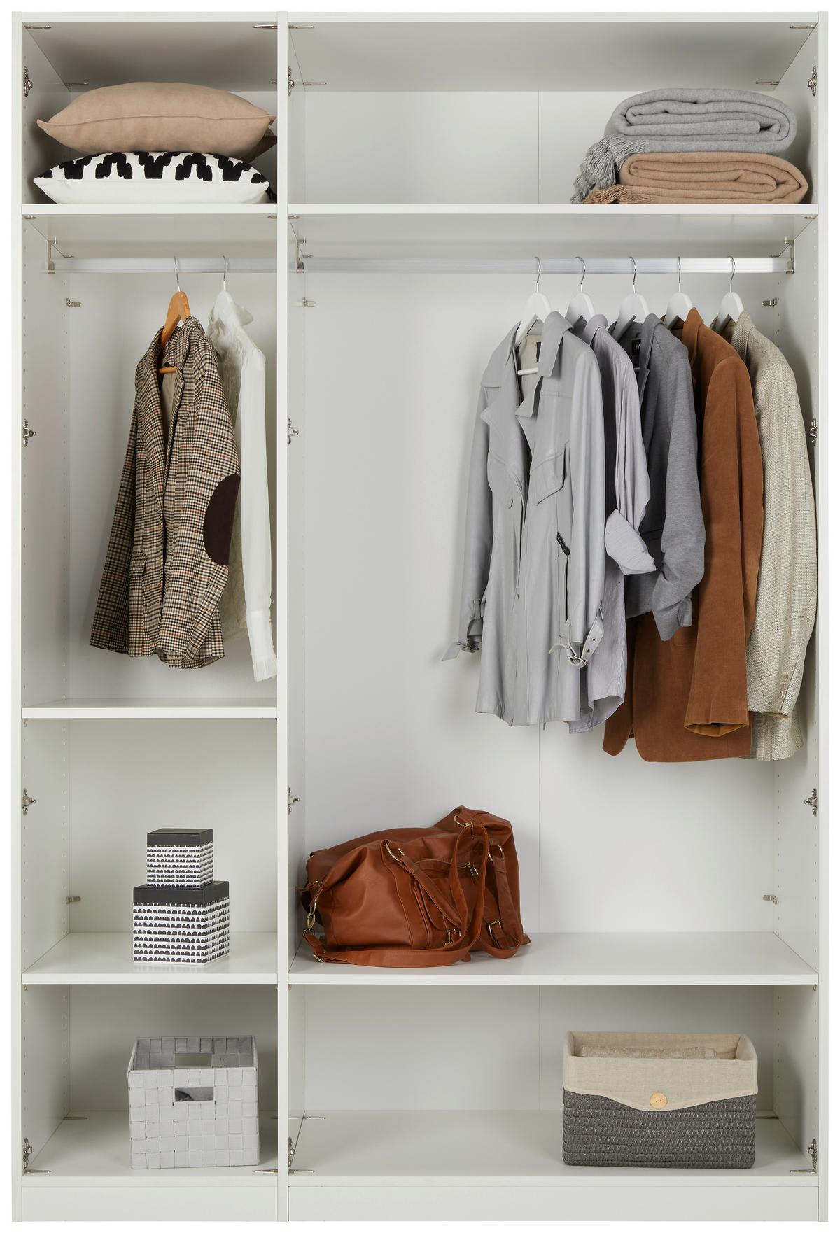 Skříň s otočnými dveřmi bílá barva,š. 147 cm - bílá/barvy chromu, Moderní, kov/kompozitní dřevo (147/219/60cm) - Mömax