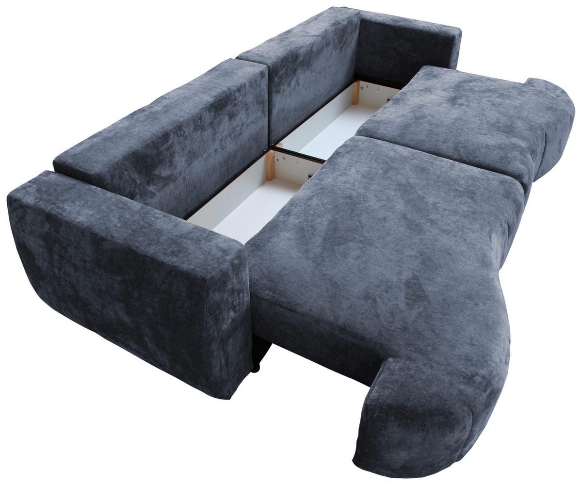 Boxspringsofa Berg - Schwarz/Dunkelblau, Trend, Textil (292/71-99/127cm) - Livetastic