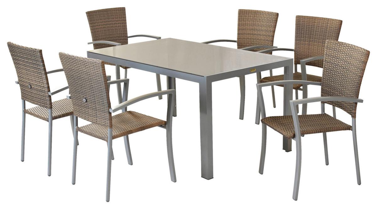 Gartenset Savona - Silberfarben/Naturfarben, MODERN, Kunststoff/Metall - Gardenson