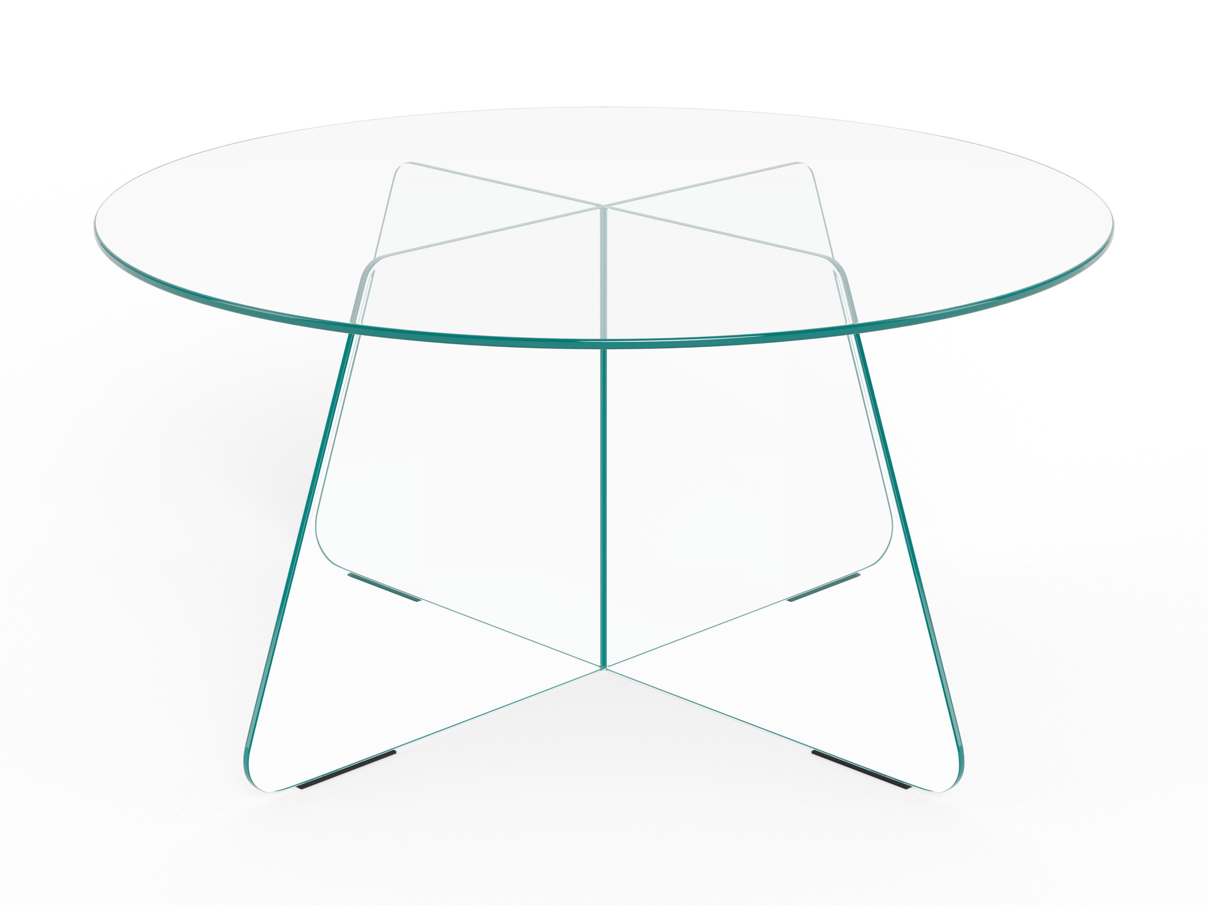 KONFERENČNÝ STOLÍK SAMOS - číra, Design, sklo (80/80/40cm) - MID.YOU