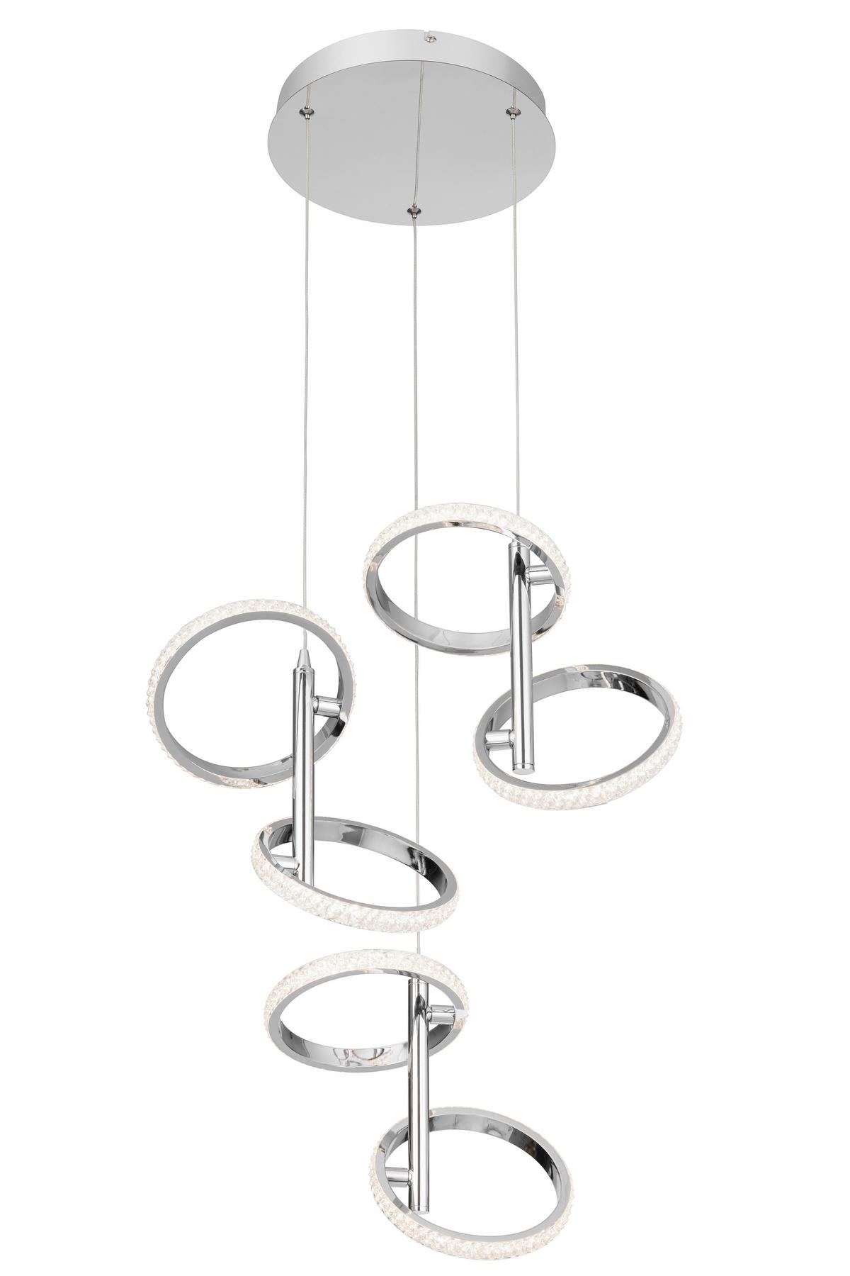 LED-Hängeleuchte Rong - Chromfarben, MODERN, Kunststoff/Metall (45,5/120cm)