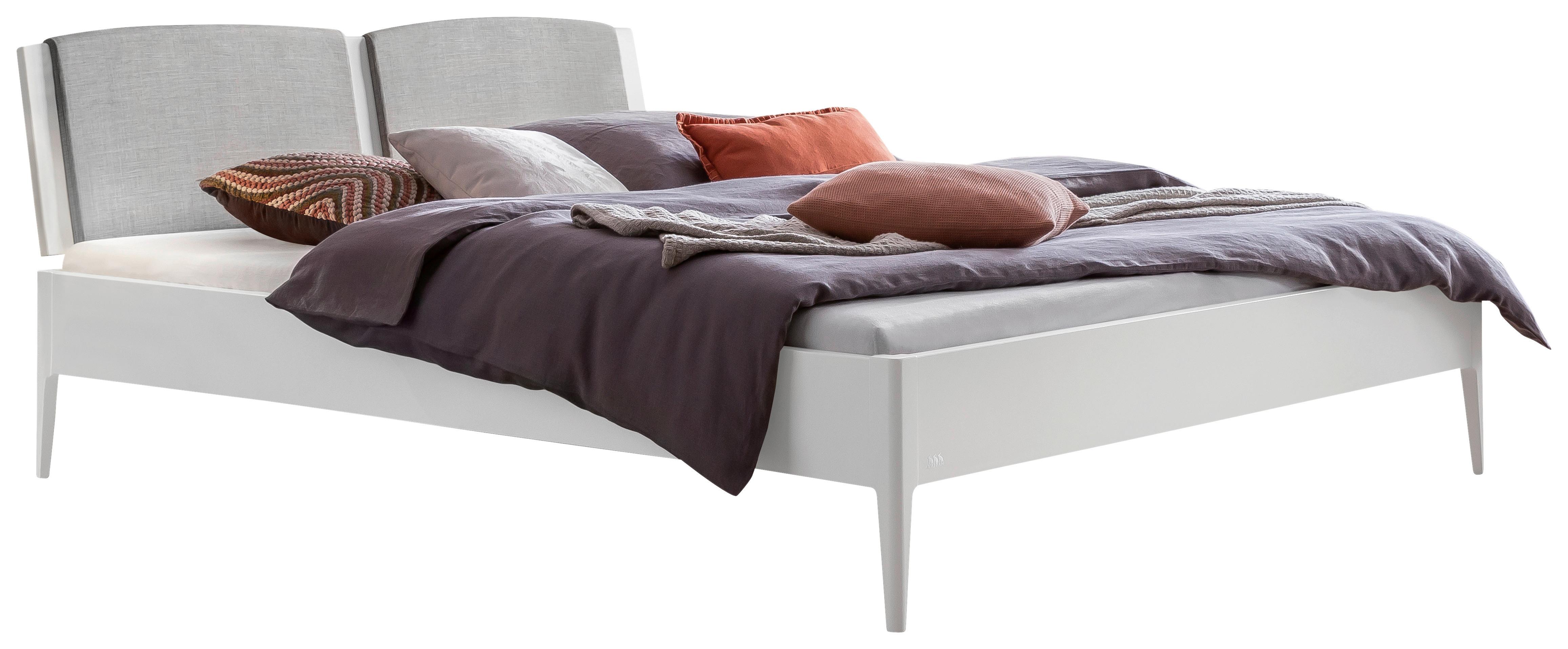 BETT Pistoia, Weiß 140x200 cm - Hellgrau/Weiß, KONVENTIONELL, Holzwerkstoff/Textil (140/200cm) - Hasena