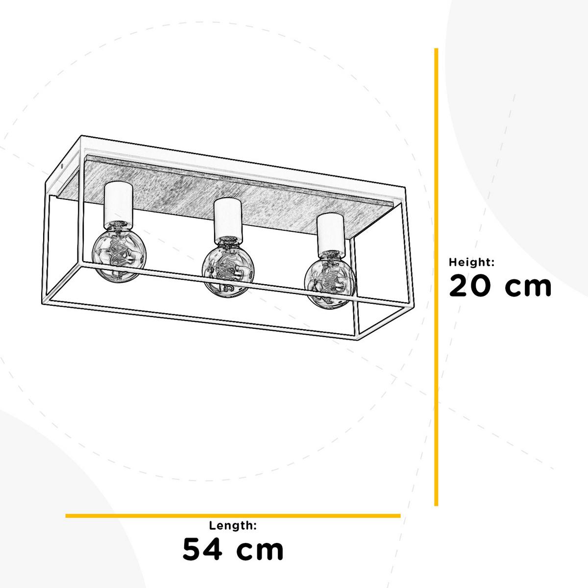 Deckenleuchte 5065/pl3 - Eichefarben/Schwarz, Natur, Metall (54/20/18cm)