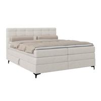 Boxspringbett MITTO Beige 200x200 cm - Beige/Schwarz, KONVENTIONELL, Textil/Metall (200/200cm)