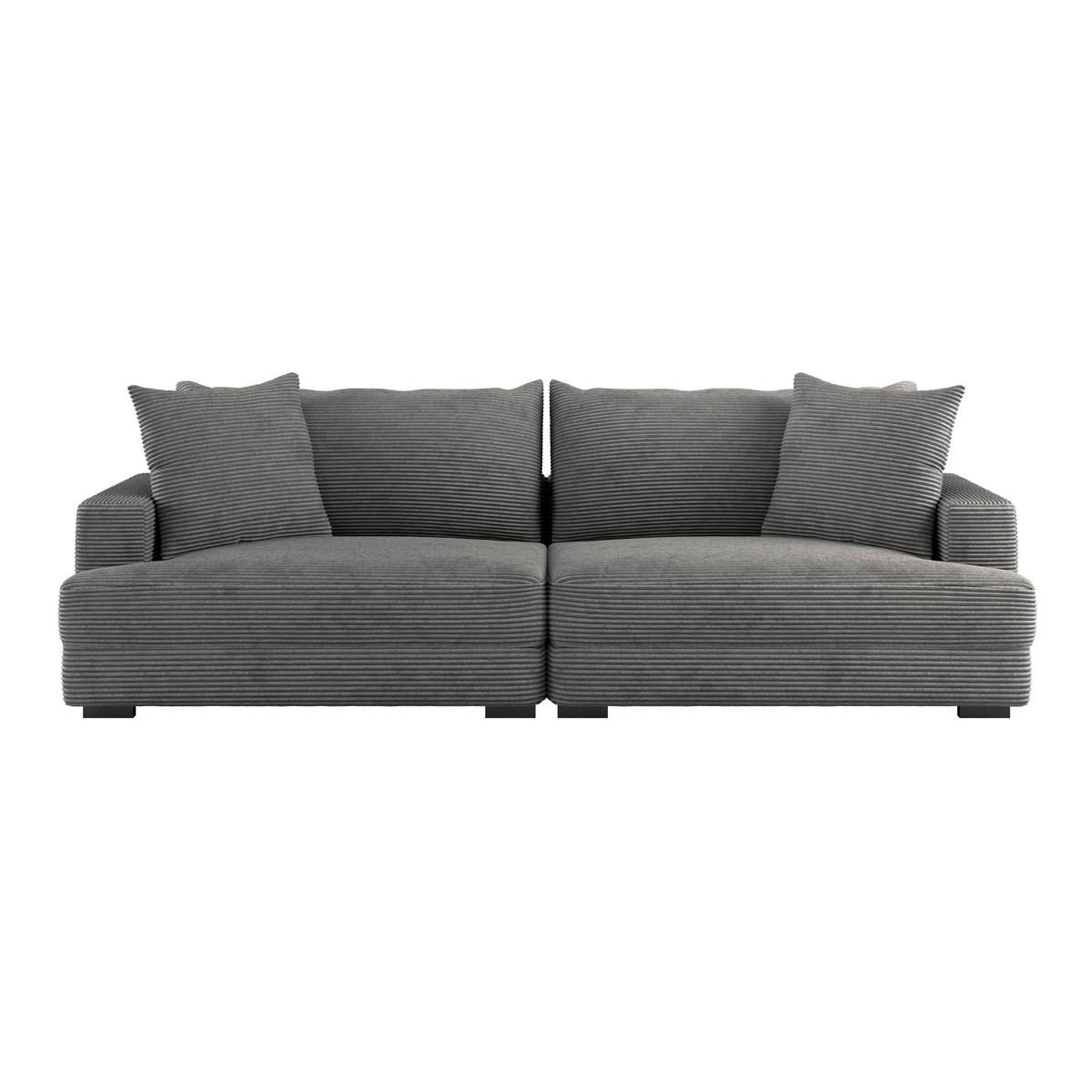 Big Sofa Pelle Mit Kissen B: 261 Cm Dunkelgrau - Wengefarben/Dunkelgrau, Trend, Textil (261/124cm) - Luca Bessoni