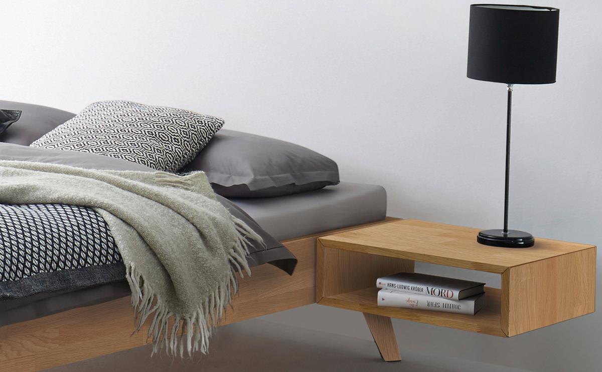 Nachttisch Akai, Eiche Bianco B: 50 Cm - Eiche Bianco, Natur, Holz (50/16/41cm) - Hasena