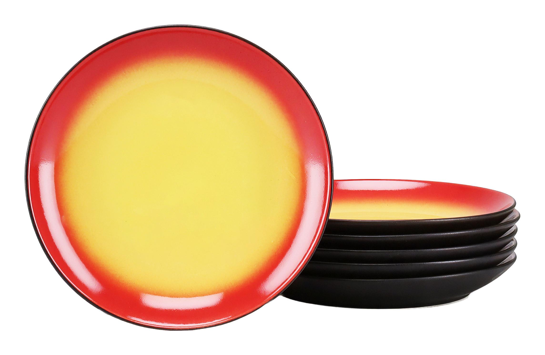 SADA DEZERTNÍCH TALÍŘKŮ 24923 HOT RED, DESSERTTELLER - černá/žlutá, Trend, keramika (21/3cm) - Creatable