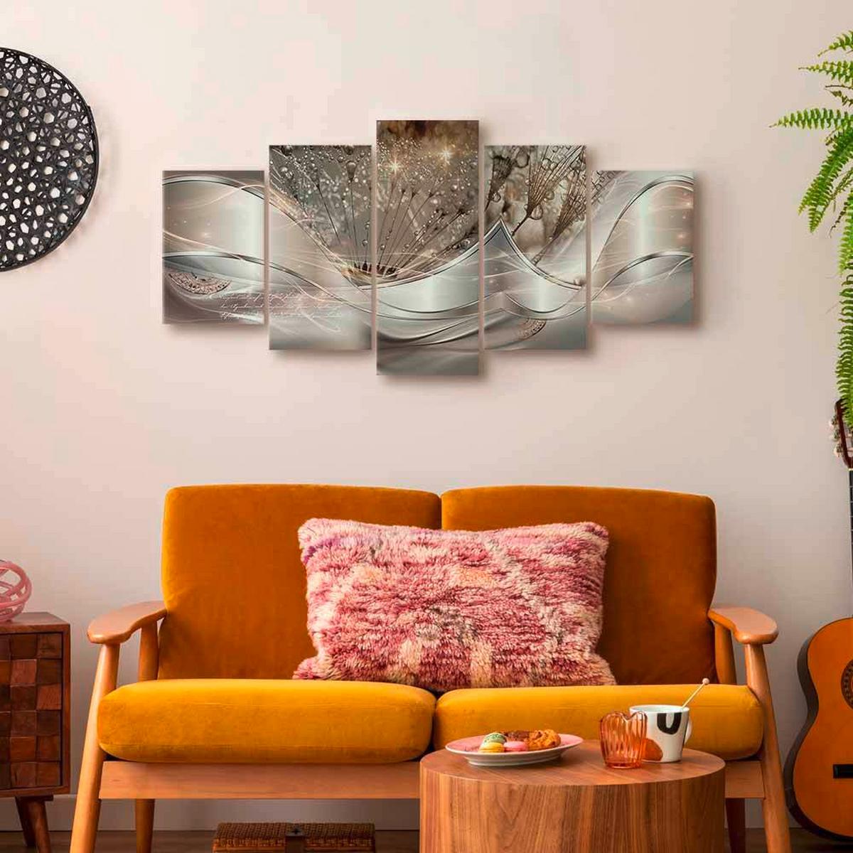 Leinwandbild Braun Silberfarben B: 200 Cm - Silberfarben/Braun, Basics, Holzwerkstoff/Textil (200/100/1.2cm) - artgeist