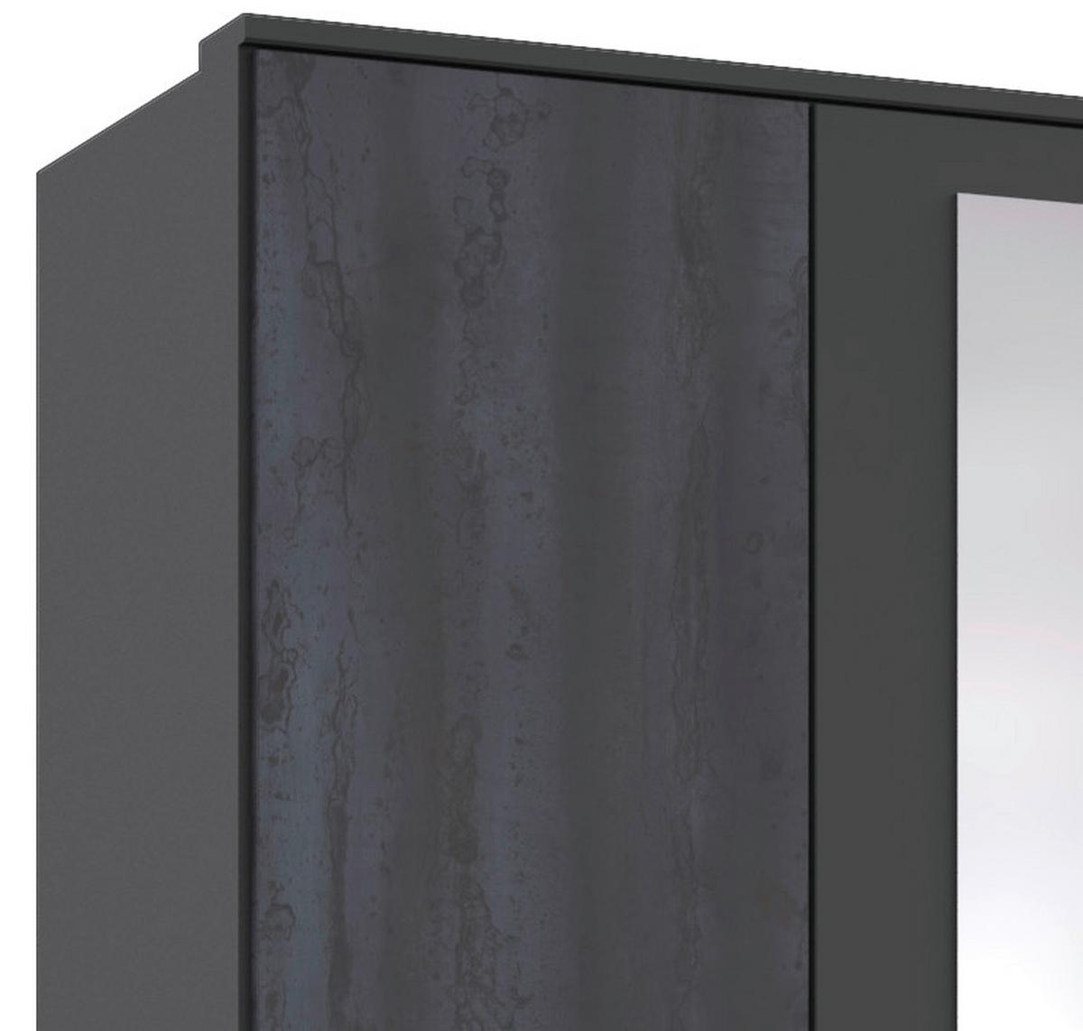 Drehtürenschrank Mit Spiegel B: 225 Cm Kopenhagen, Dunkelgrau - Dunkelgrau/Silberfarben, Basics, Holzwerkstoff (225/208/58cm) - MID.YOU
