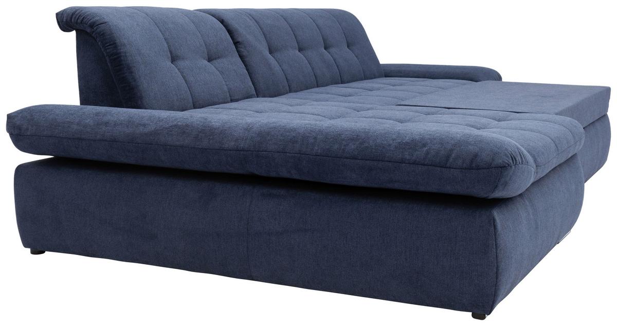 Ecksofa Mit Schlaffunktion Moric Dunkelblau Mikrofaser - Chromfarben/Dunkelblau, KONVENTIONELL, Textil (172/300cm) - MID.YOU