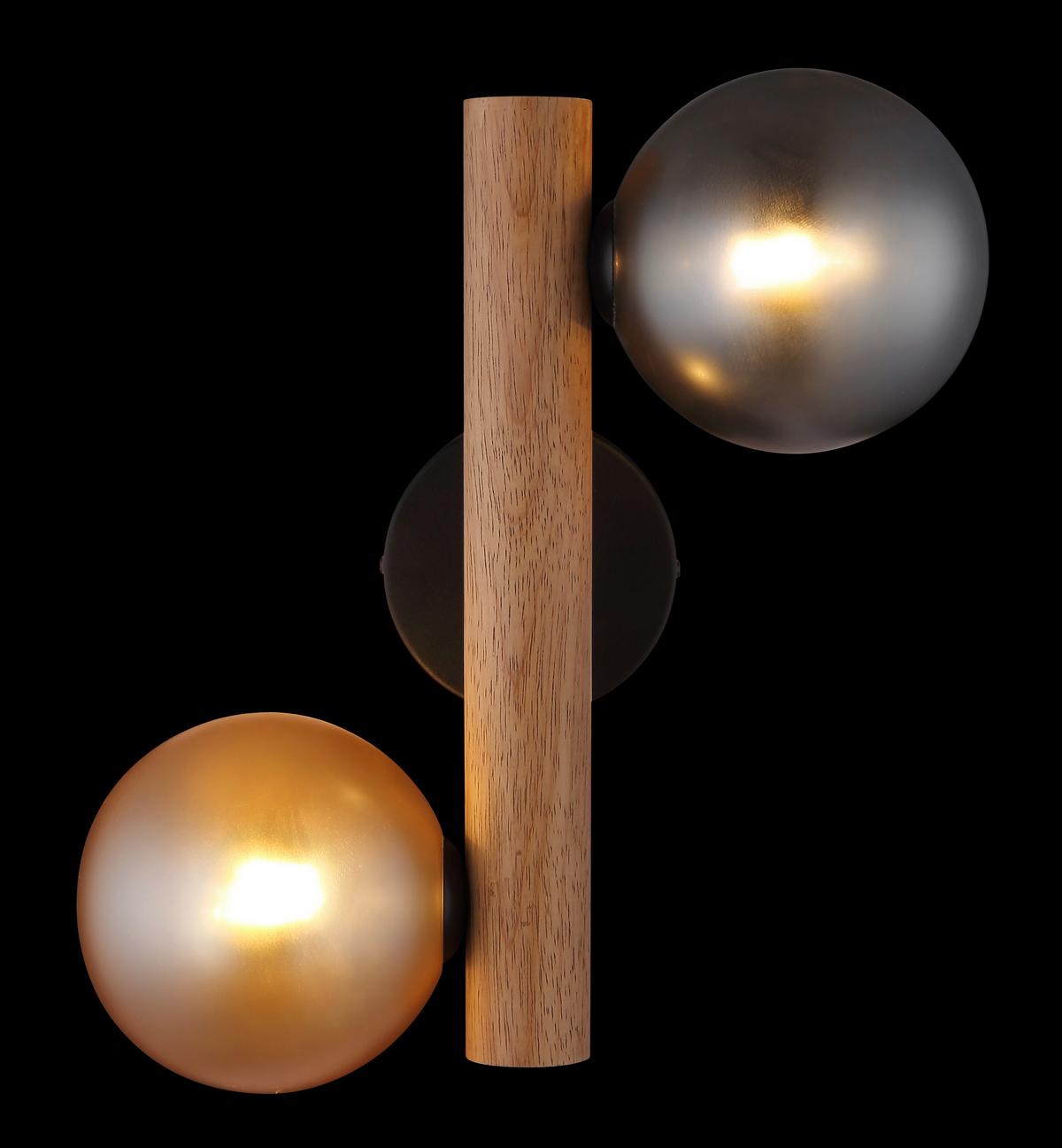 WANDLEUCHTE Exkl. 2xG9 5W - Dunkelbraun/Schwarz, Basics, Glas/Holz (16,5/32cm) - Globo