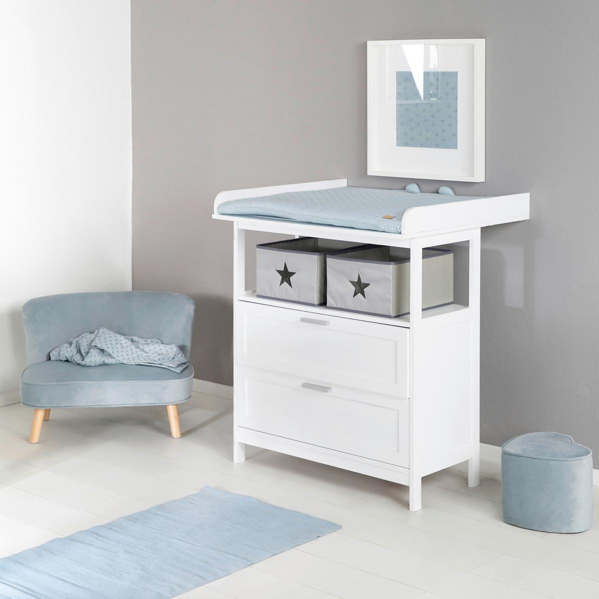 Prebaľovacia komoda WHITE š. 87 cm, 2 zásuvky+2 boxy - biela, Romantik / Landhaus, kompozitné drevo/plast (87/100/75cm)