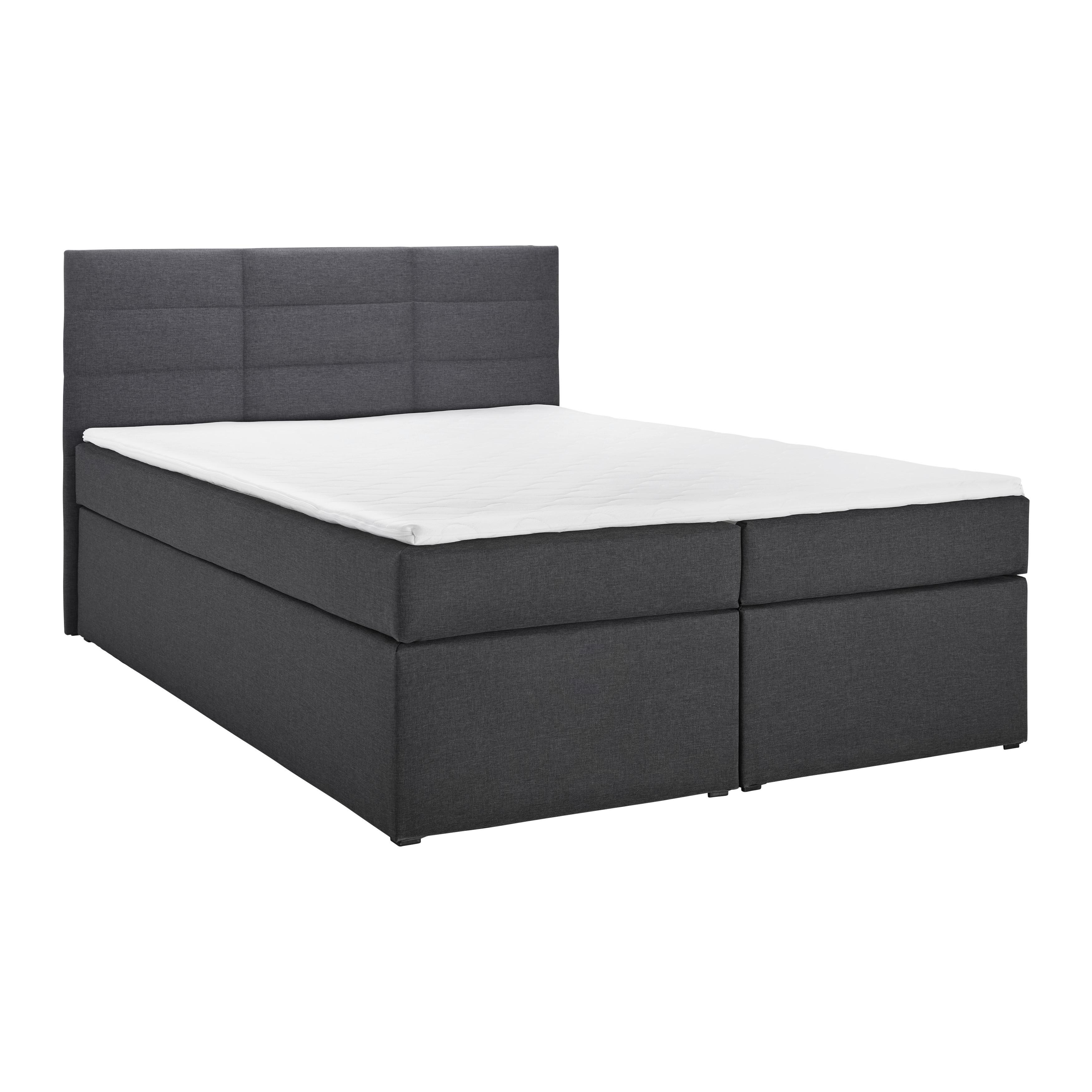 Manželská boxspring posteľ Lisa, 140x200, sivá - čierna/tmavosivá, Modern, drevo/kompozitné drevo (140/200cm) - Bessagi Home