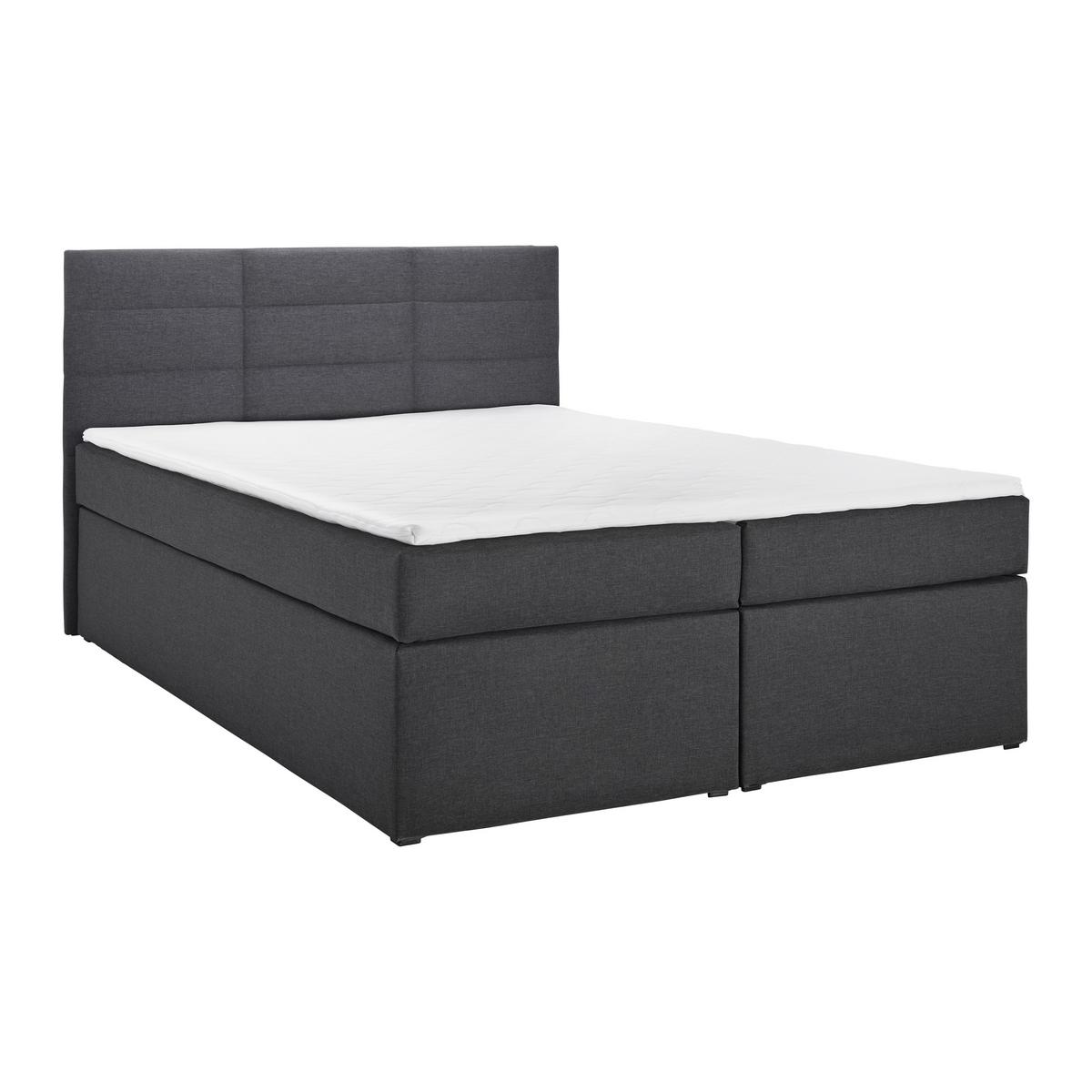 Manželská boxspring posteľ Lisa, 140x200, sivá - čierna/tmavosivá, Modern, drevo/kompozitné drevo (140/200cm) - Bessagi Home