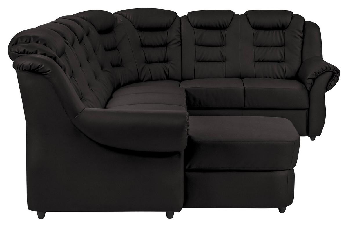 Wohnlandschaft Boston Schwarz Lederlook - Schwarz, KONVENTIONELL, Textil (165/333/216cm) - Livetastic