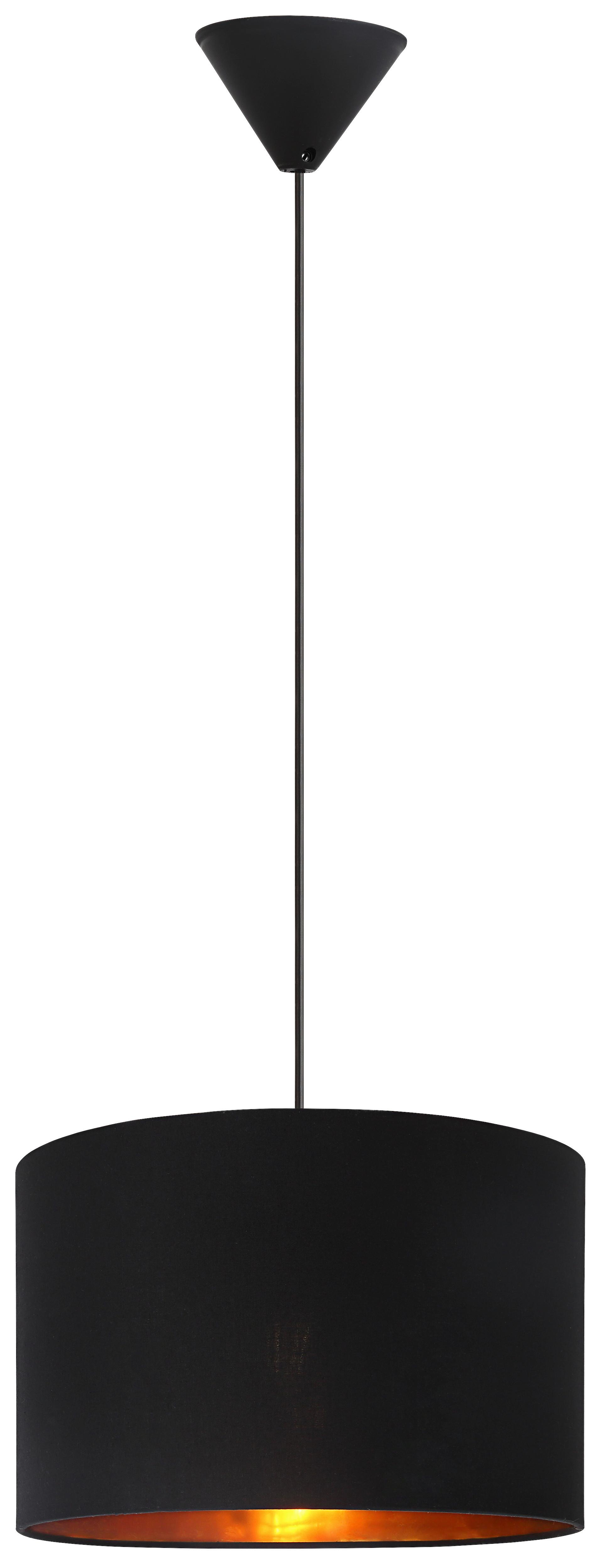 Závesné svietidlo Goldi, E27 max. 25W - čierna/zlatá, Modern, kov/textil (30/120cm) - Mömax