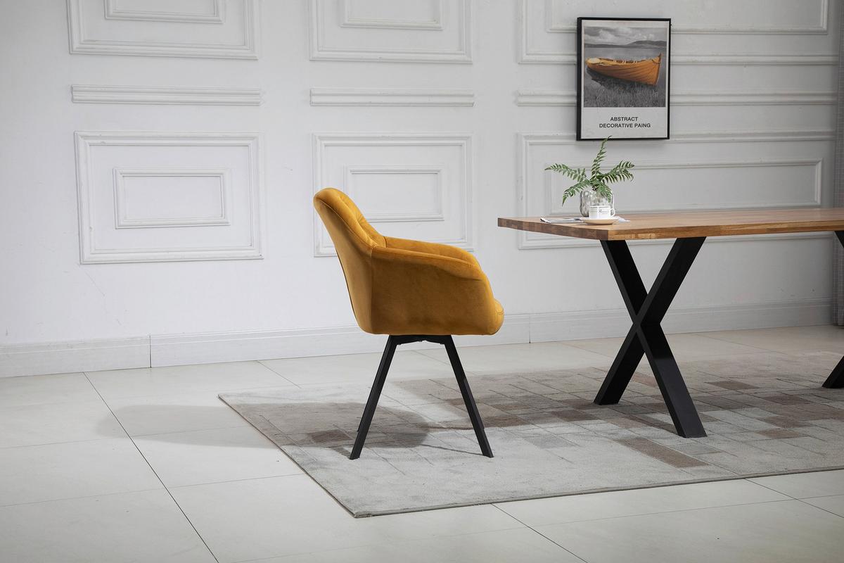 Armlehnstuhl Senfgelb B: 61 cm - Senfgelb/Schwarz, MODERN, Textil/Metall (61/85/62cm) - Livetastic