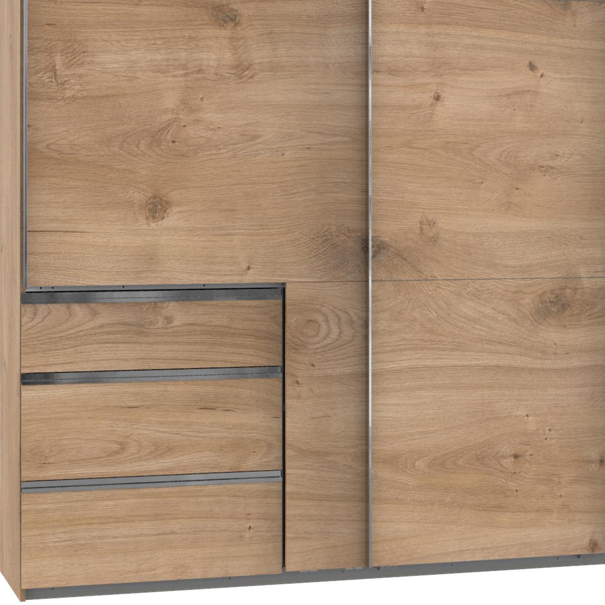 Schwebetürenschrank Mit Laden 350cm Level 36a, Eiche - Eichefarben, Basics, Holzwerkstoff (350,00/216,00/65,00cm) - MID.YOU
