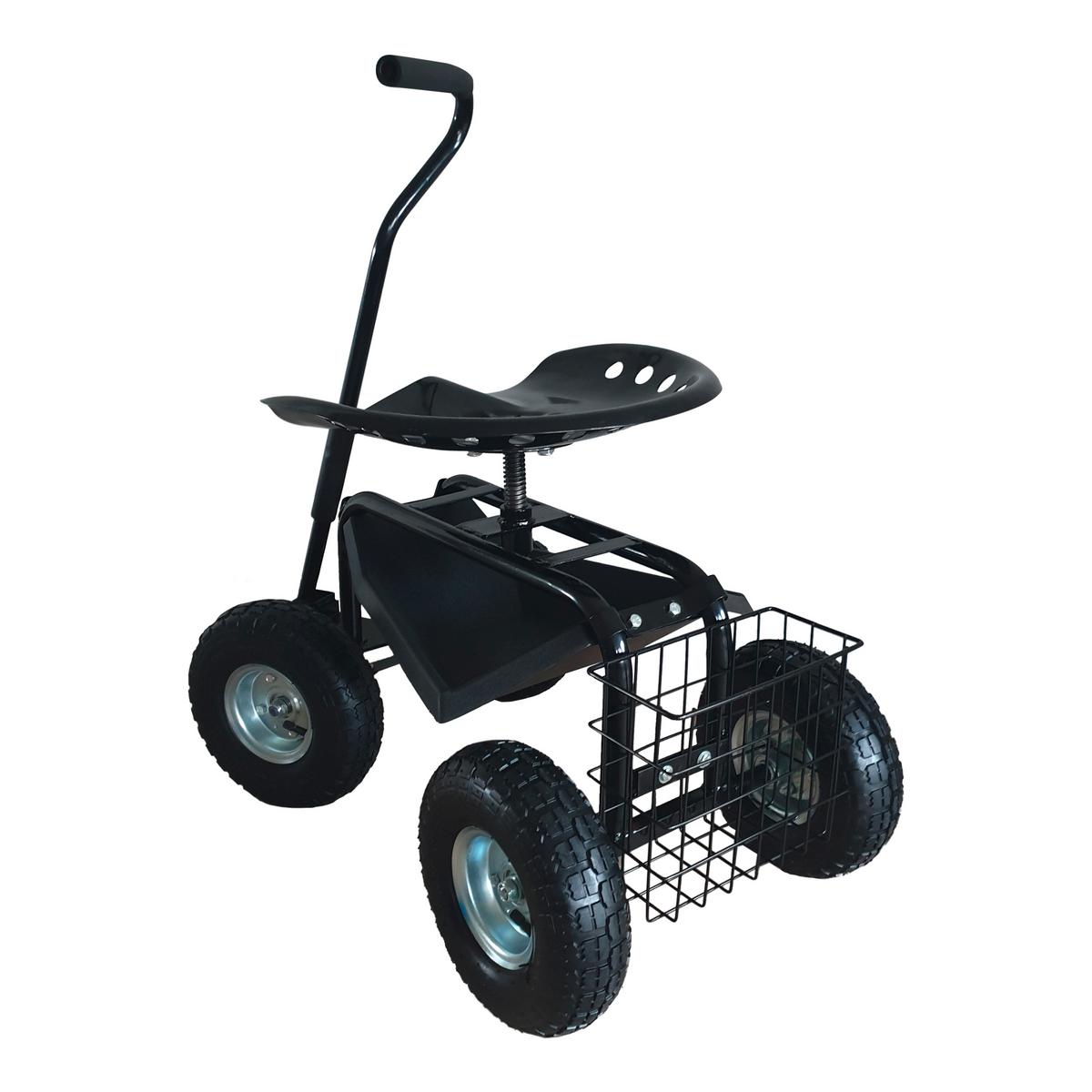 Gartengerätewagen Mit Sitz - Anthrazit, Basics, Kunststoff/Metall (81/45/86cm) - Ambia Garden