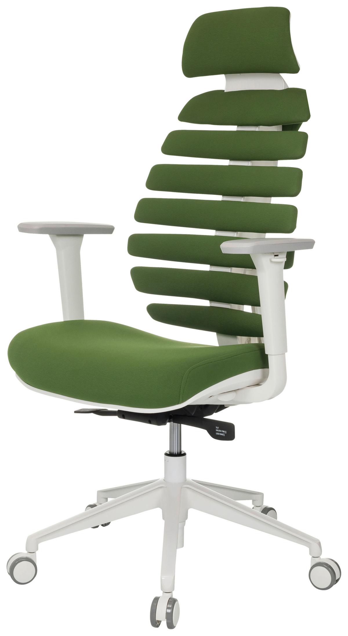 Drehstuhl Ergo Line W Grün B: 67 cm - Weiß/Grün, MODERN, Kunststoff/Textil (67/116 - 133/65cm) - MID.YOU