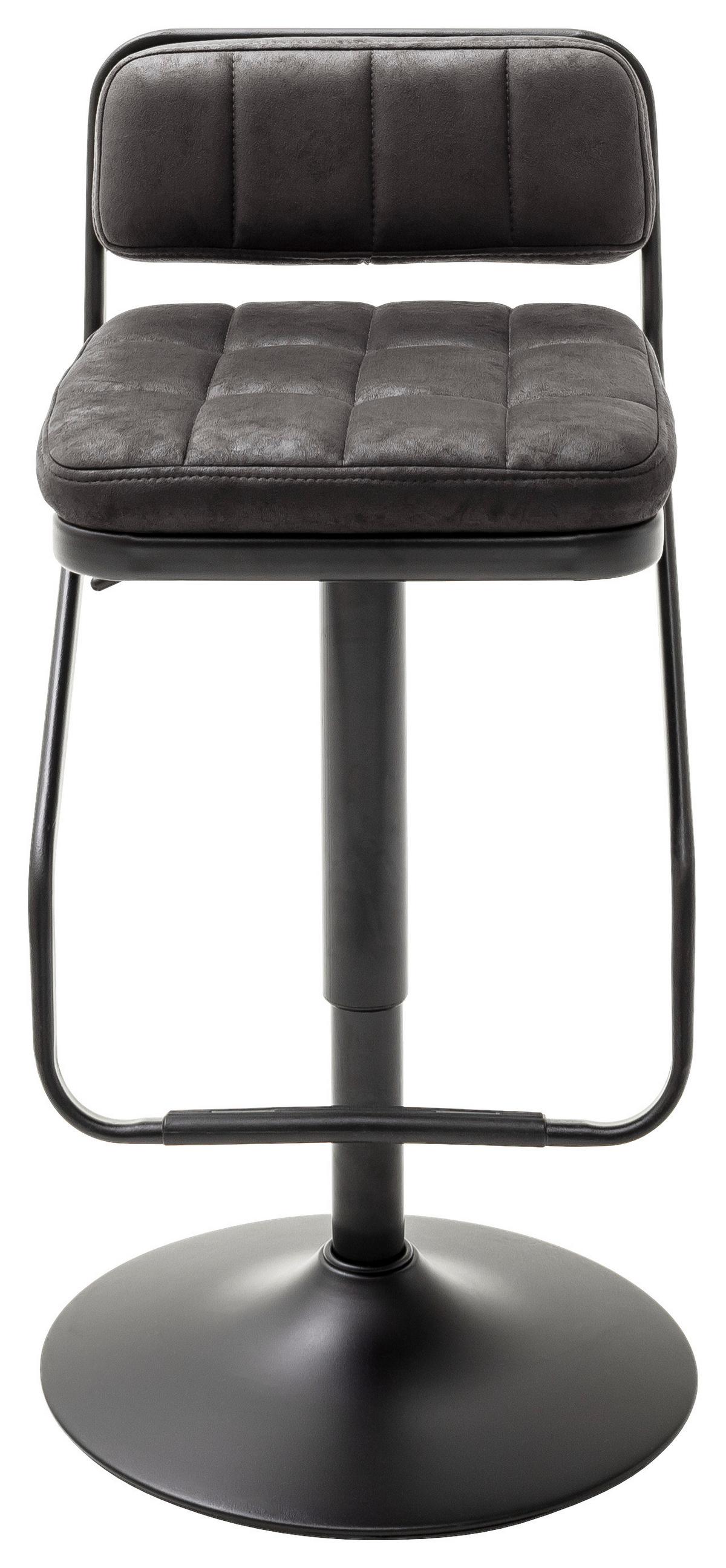 Barhocker Dundee höhenverstellbar Lederlook - Anthrazit/Schwarz, MODERN, Textil/Metall (42/80/50cm) - MID.YOU