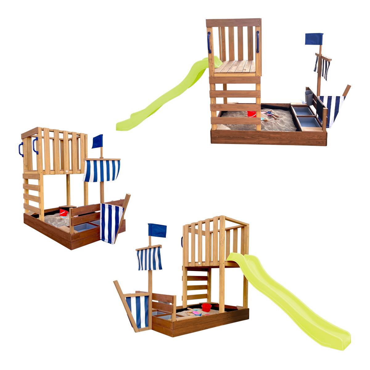 Spielturm Vicky mit Rutsche Limegrün - Limette/Braun, Basics, Holz/Kunststoff (180,5/87/150cm) - Ambia Garden