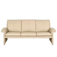 3-Sitzer-Sofa Comodo Echtleder Beige B: 214 cm - Beige/Silberfarben, Design, Leder (214/90/88cm) - Livetastic