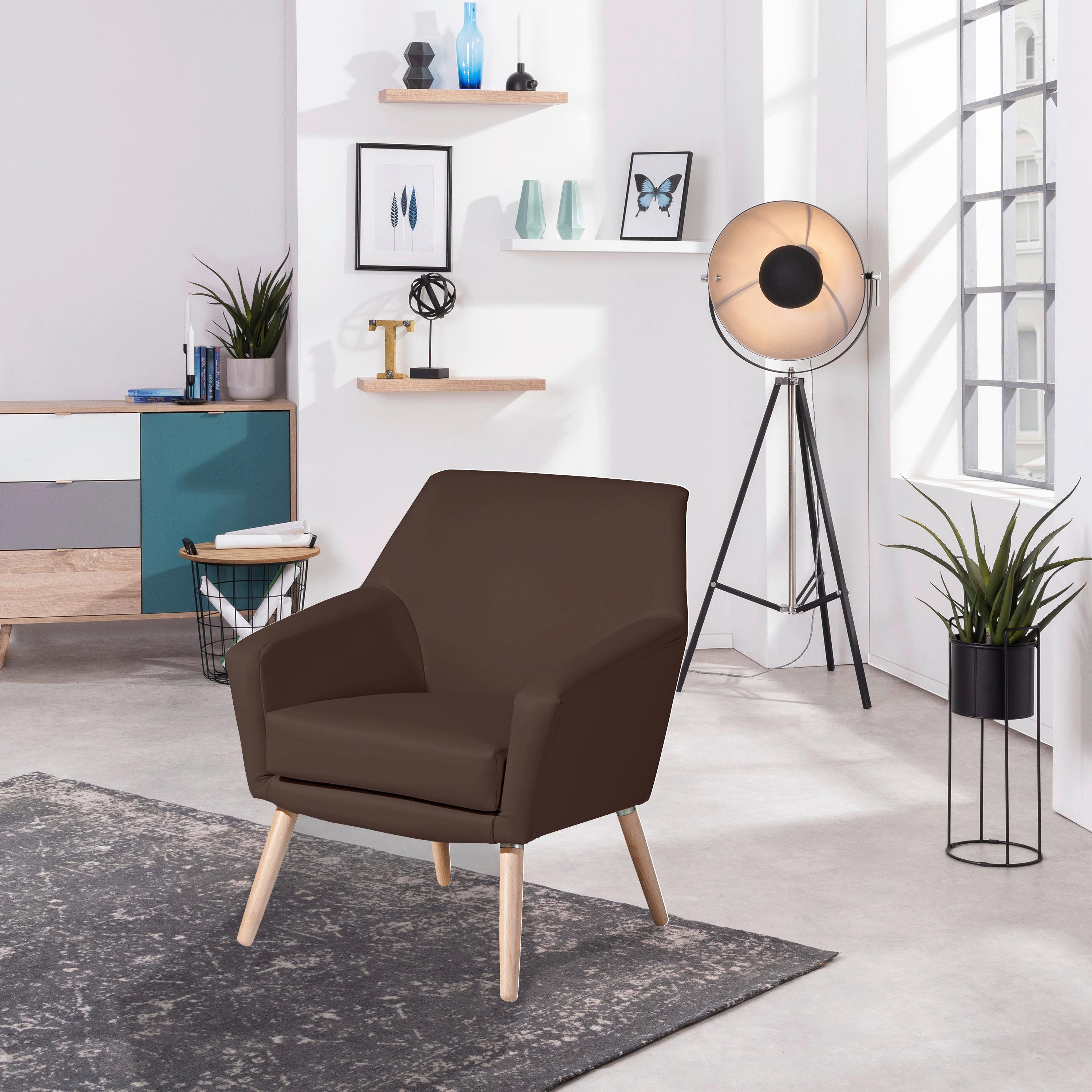 Polstersessel Mit Armlehnen Alegro Lederlook Braun - Buchefarben/Braun, Design, Textil (67/81/71cm) - Max Winzer