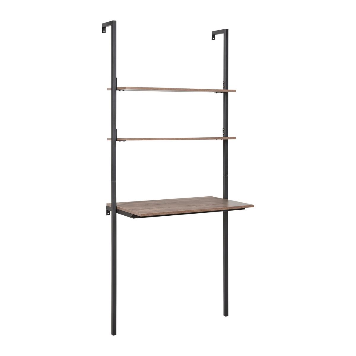 Písací stôl MAJA dekor orech - čierna/farba orecha, Modern, kov (80/50/180cm) - Bessagi Home