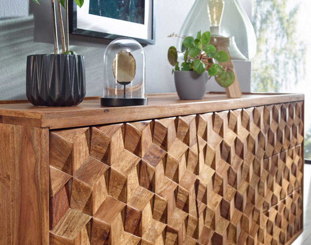 Sideboard 138 cm Sheesham, Sheeshamfarben - Sheeshamfarben, Design, Holz (138/76/45cm) - MID.YOU
