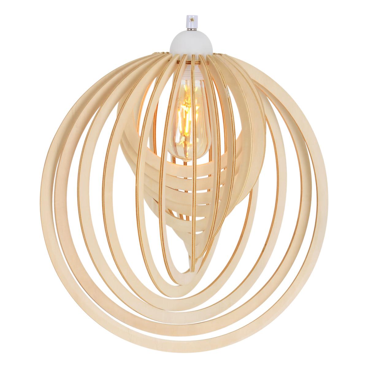 Hängeleuchte Armella H: 145 cm 1-Flammig, Kugelform - Naturfarben/Weiß, Natur, Holz/Kunststoff (40/145cm) - Näve