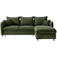 Eckschlafsofa Lauritio Dunkelgrün S: 254x160 cm - Chromfarben/Dunkelgrün, MODERN, Textil (254/160cm) - Livetastic
