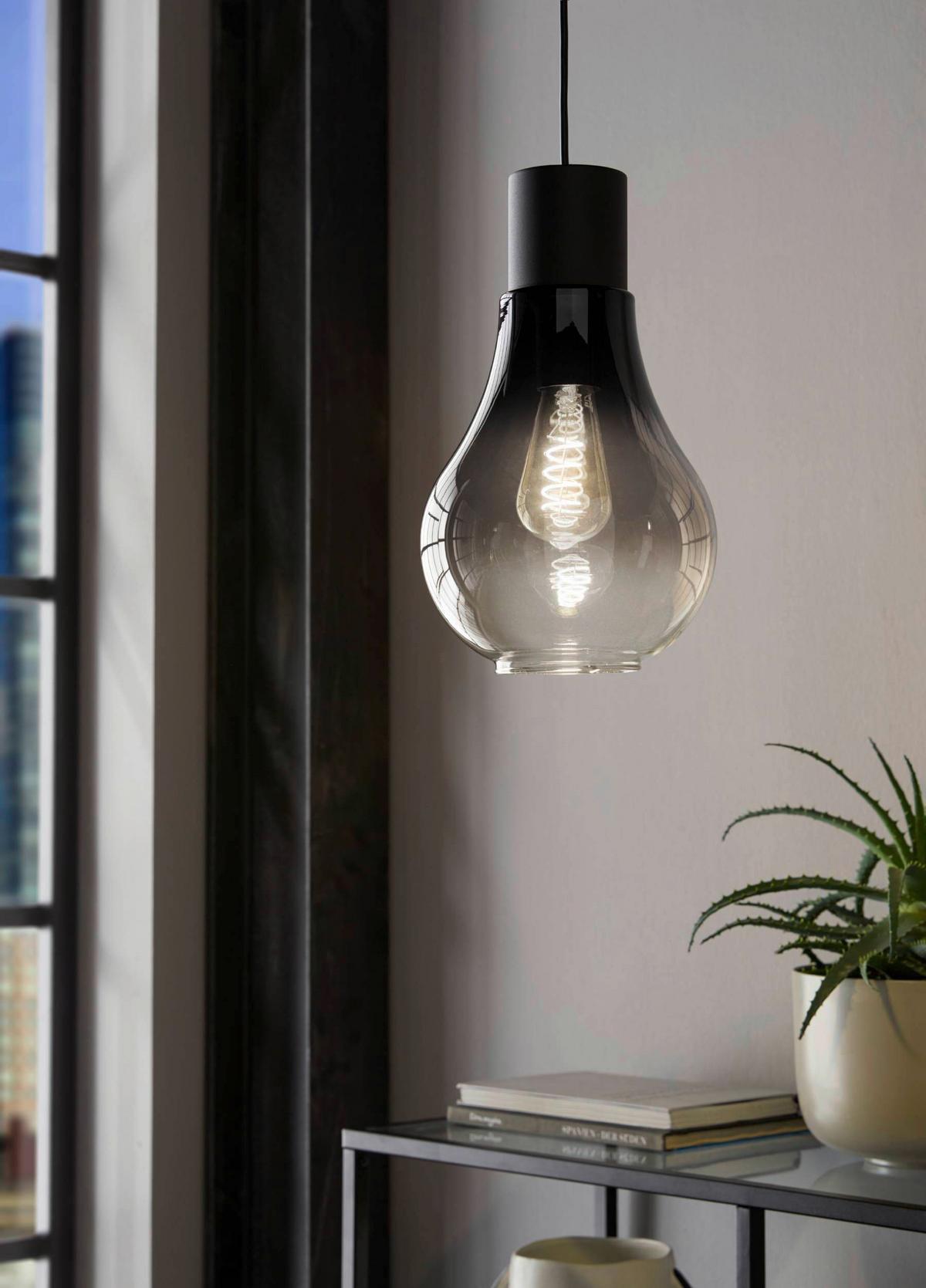 Hängeleuchte 43129_chasely - Schwarz/Grau, KONVENTIONELL, Glas/Metall (20/110cm) - Eglo