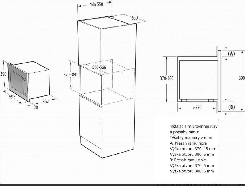 Vstavaná mikrovlnná rúra MORA VMT745B - čierna (43cm) - Mora