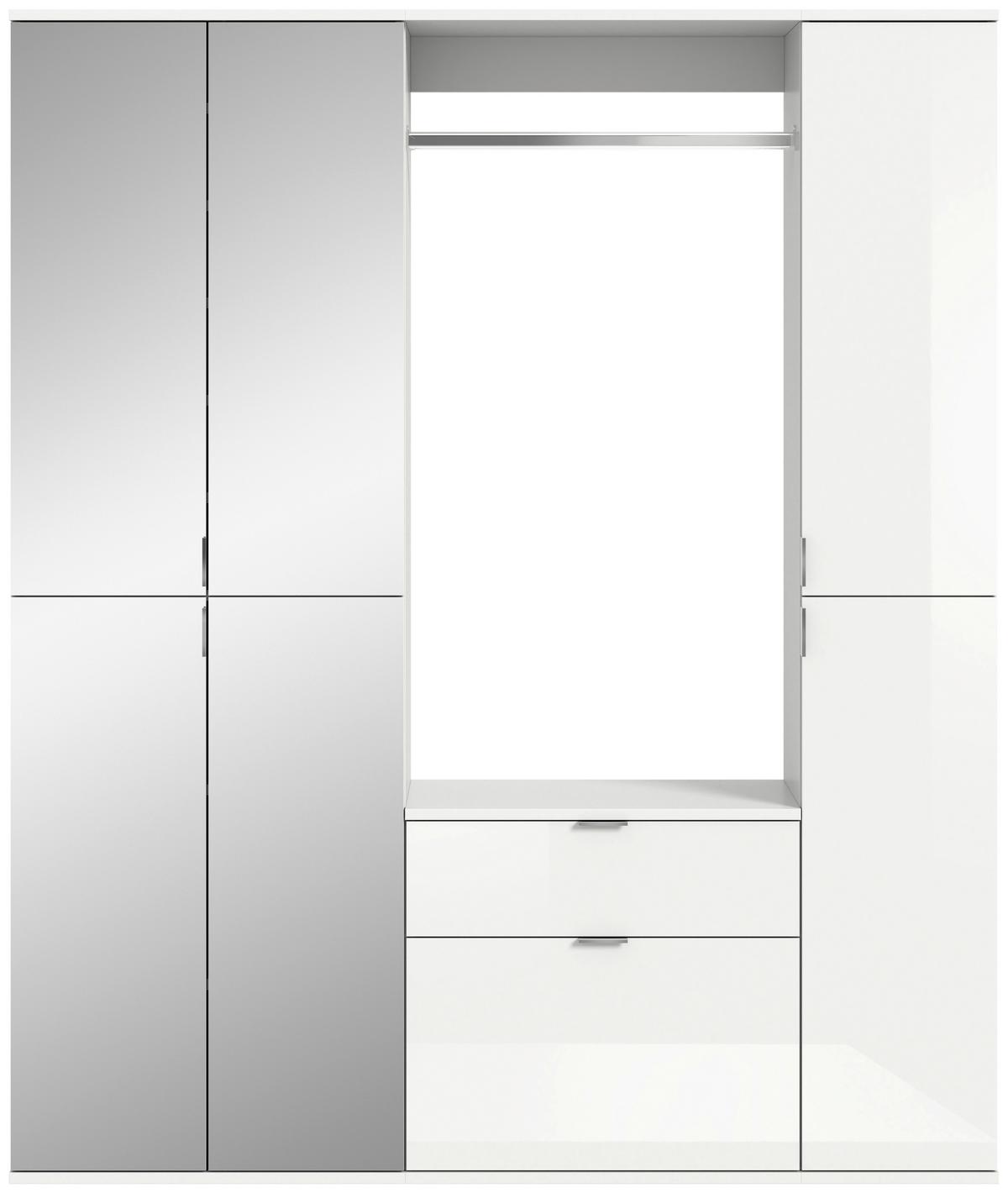 Garderobe Projekt X Weiß B: 152 Cm - Weiß Hochglanz, MODERN, Glas/Holzwerkstoff (152/193/34cm) - MID.YOU