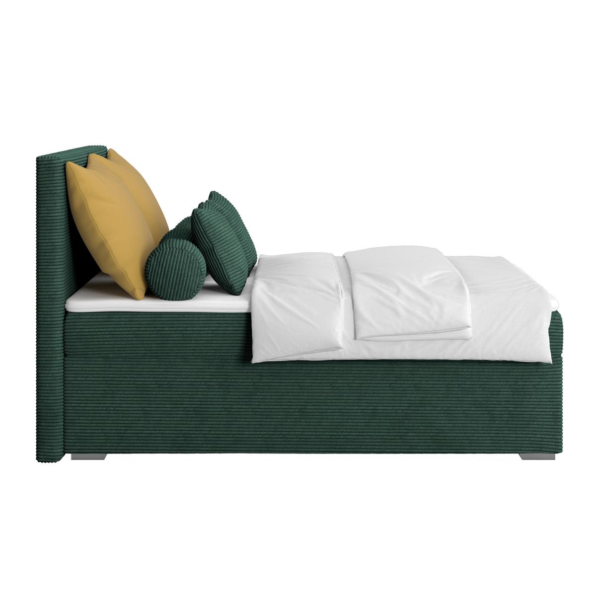 Kárpitozott Ágy Adria 140/200cm - sötétzöld, Konventionell, textil/fa (140/200cm)
