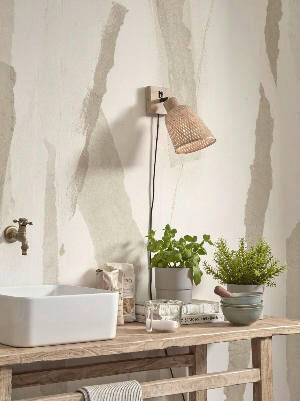 WANDLEUCHTE JAVA/W/N/15/N - Naturfarben, Trend (15/15/22cm) - Good & Mojo