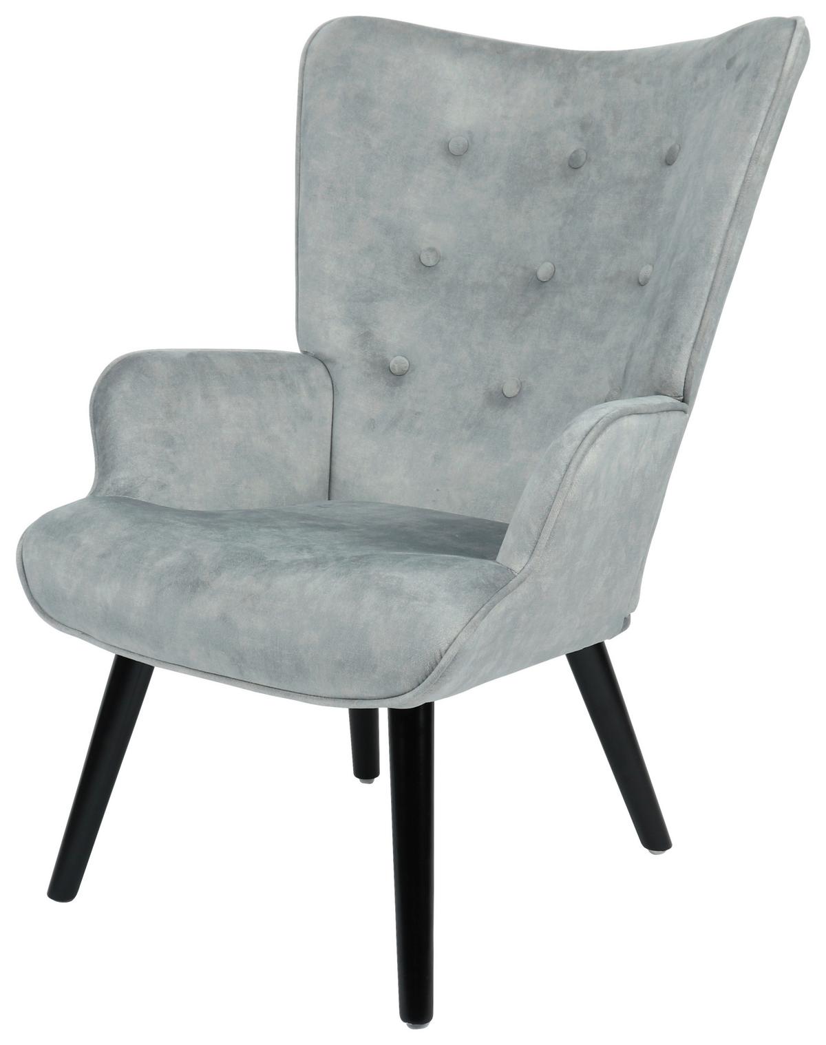 Ohrensessel Luke - Schwarz/Grau, MODERN, Holz/Textil (68/96/74cm)