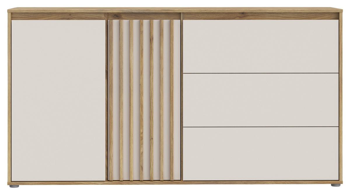 Komód Eliston - tölgyfa színű/homokszínű, Natur, műanyag/faalapú anyag (159,3/84,9/41,5cm) - Modern Living