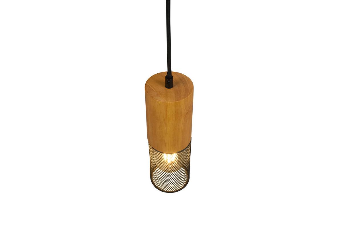 Hängeleuchte Duoline H: 180 cm 1-Flammig mit Holz - Schwarz, Natur, Holz/Metall (8,0/180cm) - Trio Leuchten