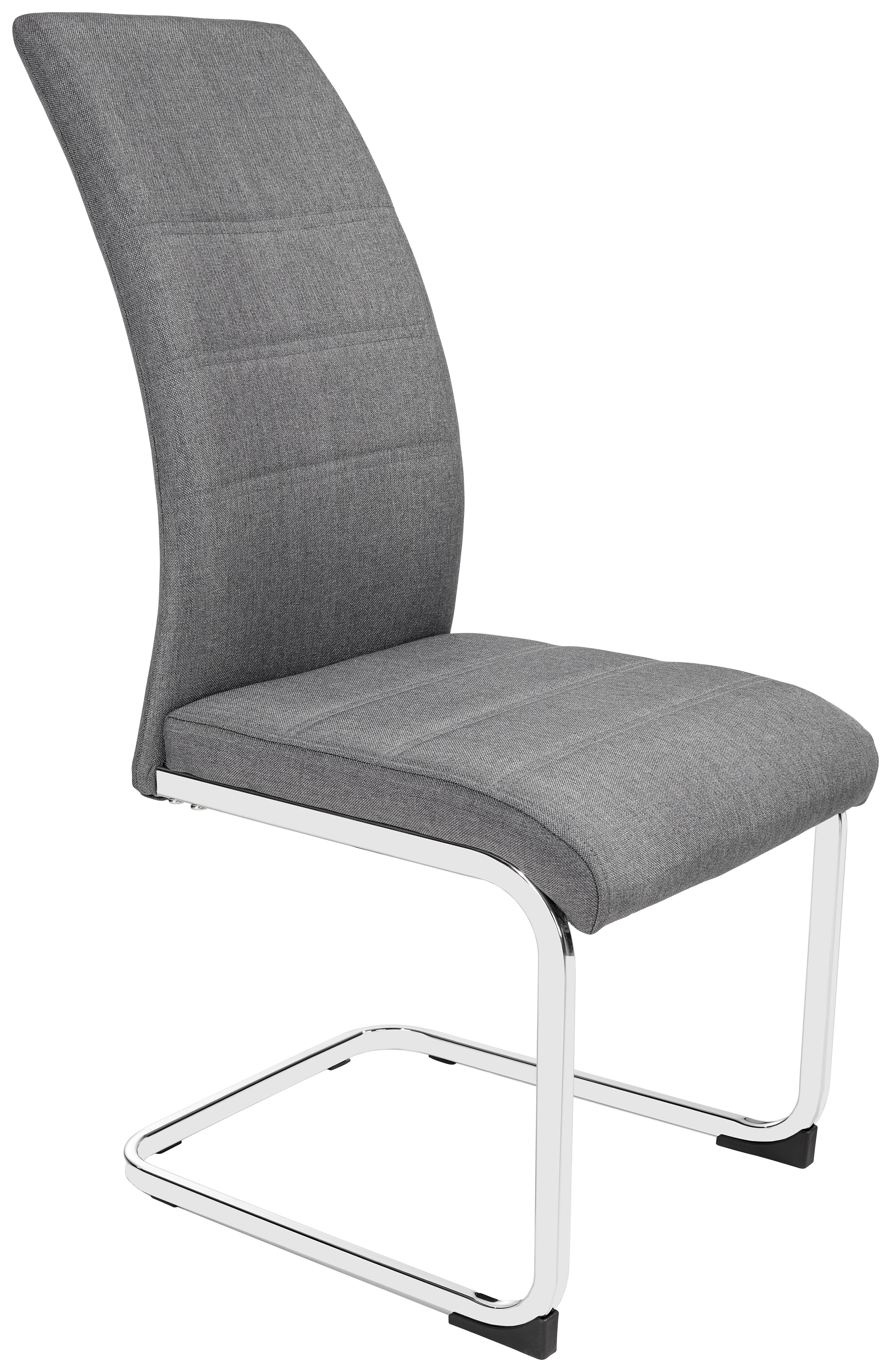 Schwingstuhl Donna Webstoff Grau Gepolstert - Chromfarben/Grau, KONVENTIONELL, Textil/Metall (42/99/56cm)