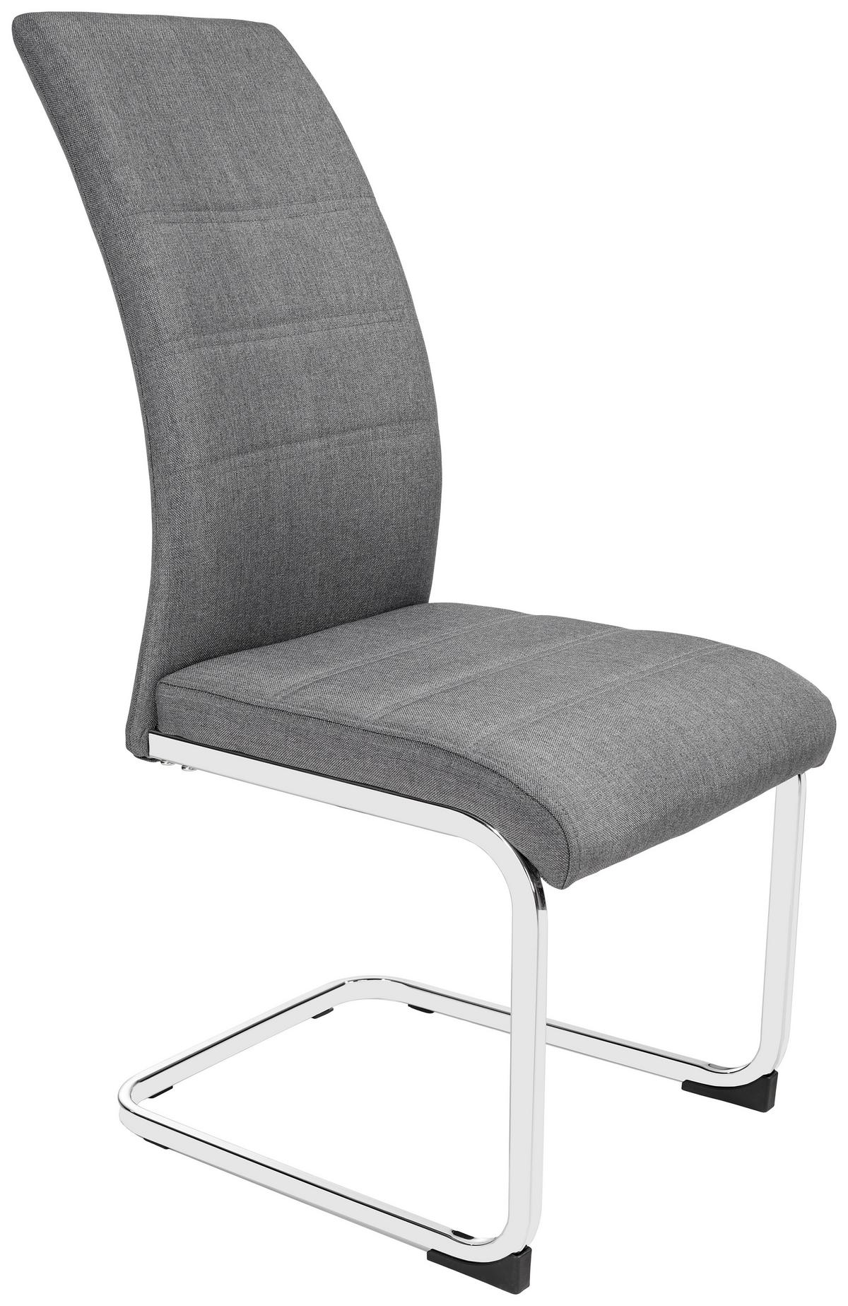 Schwingstuhl Donna Webstoff Grau Gepolstert - Chromfarben/Grau, KONVENTIONELL, Textil/Metall (42/99/56cm)