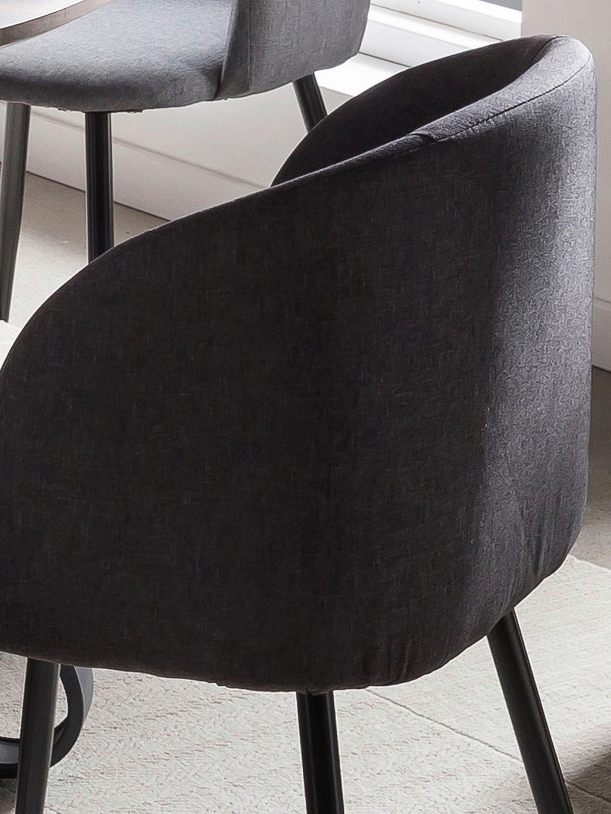 Armlehnstuhl-Set Webstoff Dunkelgrau, B: 63cm - Dunkelgrau/Schwarz, Design, Textil/Metall (63/84/53cm) - Livetastic