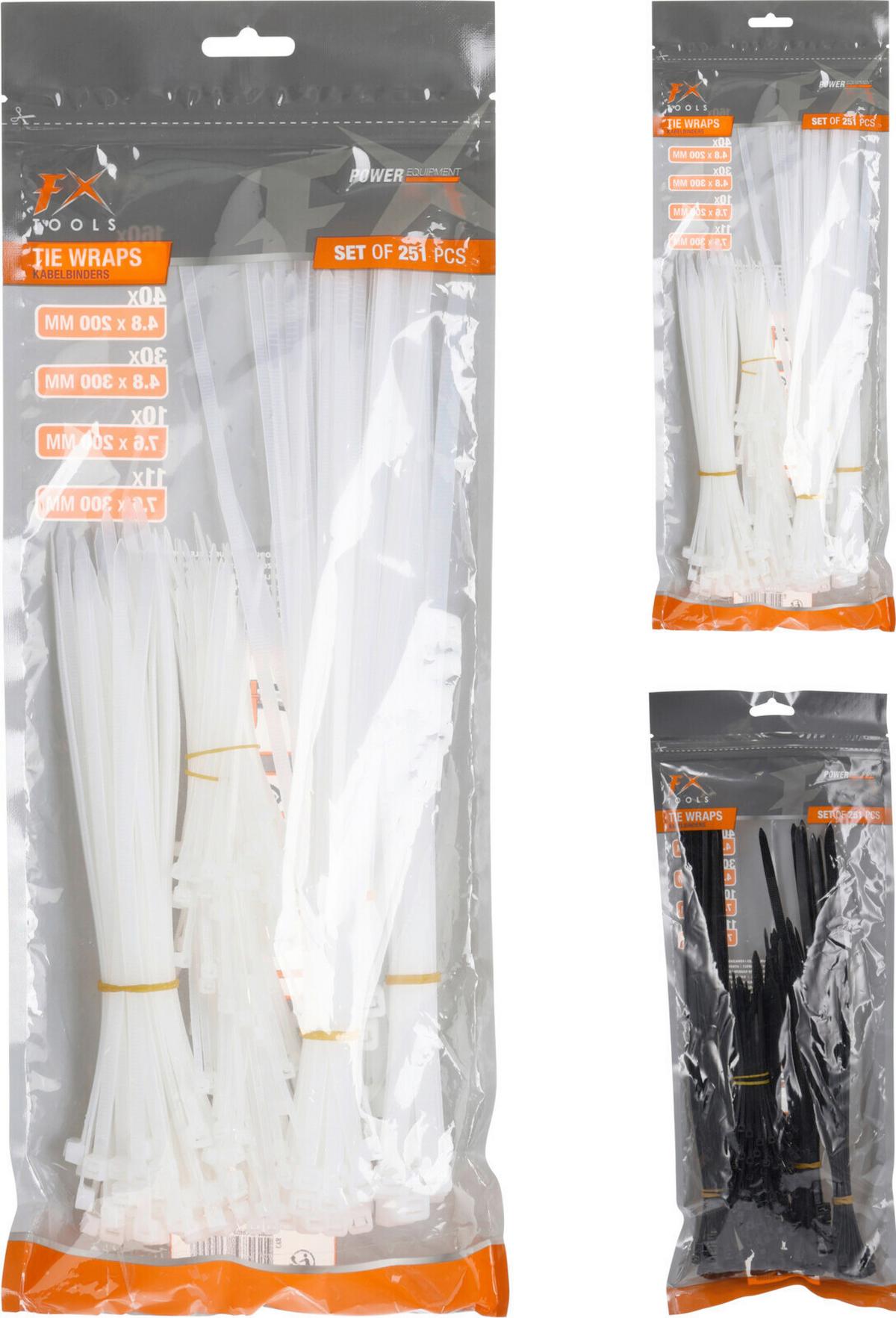 Kábelkötegelő 251 Részes - fekete/fehér, Basics, műanyag